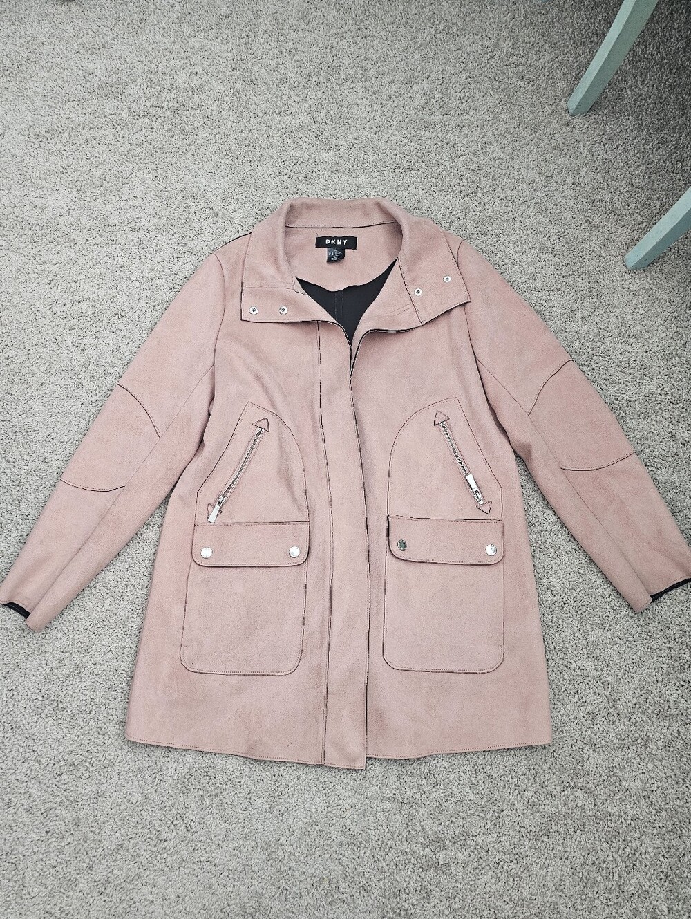 DKNY Women’s Faux Suede Pink Coat Size M